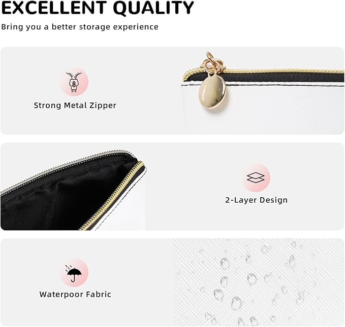 Cute Valentine's Day Hearts Makeup Bag Zipper Pouch Travel Portable Cosmetic Bag Organizer for Women