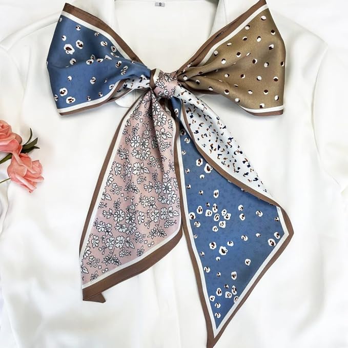 Silk Head Scarf for Hair Fashion Headwrap for Women Lightweight Neck Tie