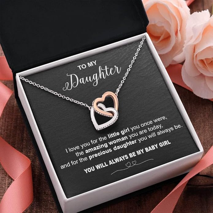 VIRAGIL To My Daughter Gift Necklace From Dad or Mom - Badass Daughter Jewelry With Heartfelt Message & Elegant Box