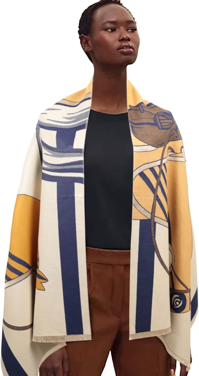 EXTREE Scarfs for Women Pashmina Silky Shawl Wrap for Evening Dressing Blanket Open Front Poncho Cape