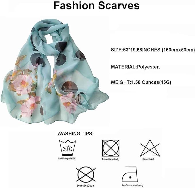 Pokeedioty Scarfs for Women Lightweight Fashion Scarves Elegant Floral Pattern Sheer Scarfs Sunscreen Shawls Wraps