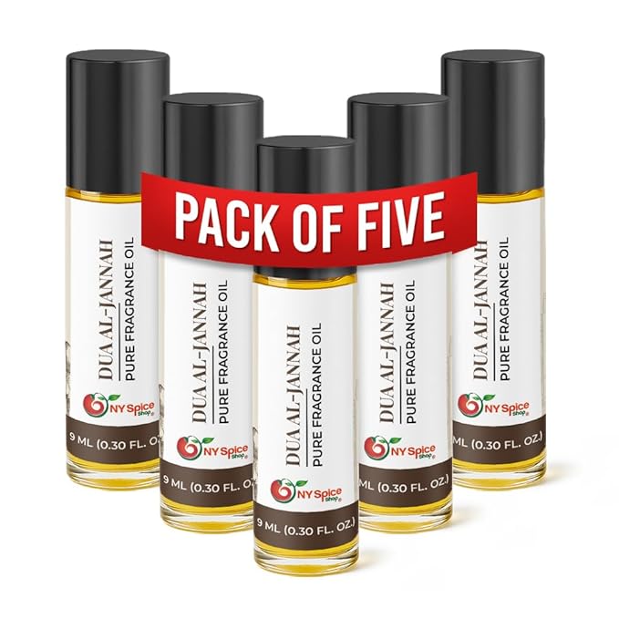 NY Spice Shop Dua Al- Jannah Musk Fragrance – Pack of 5 Musk Aroma Profile – Artisan Aroma Blend & Travel Friendly Perfume Oil for Pocket Perfume Bottle – Scent Collection Addition for Scent Lovers