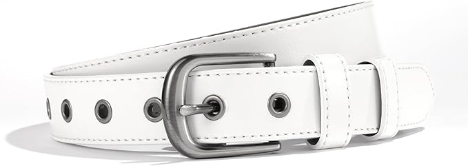 Women Leather Belt for Jeans Pants Dresses Fashion Casual Ladies Waist Belt with Pin Silver Gray Buckle