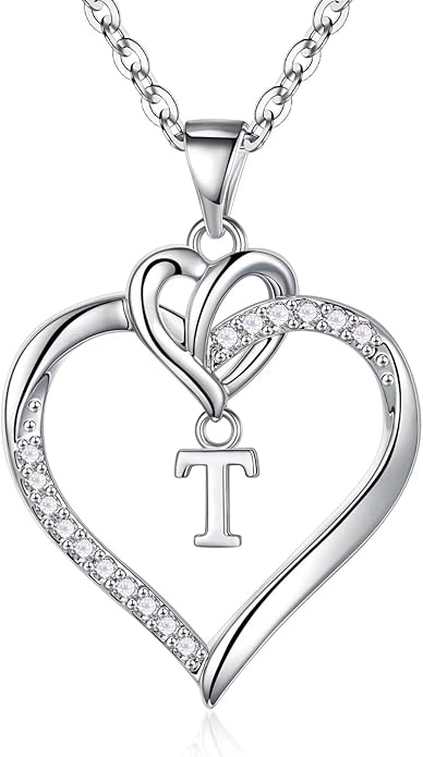 STORUP Gifts for Women Teen Girls - Heart Initial Necklaces for Women Girls, 14K-Gold-Plated Cubic Zirconia Initial A-Z Pendant Dainty Heart Necklaces for Teen Girl Jewelry Birthday Gifts