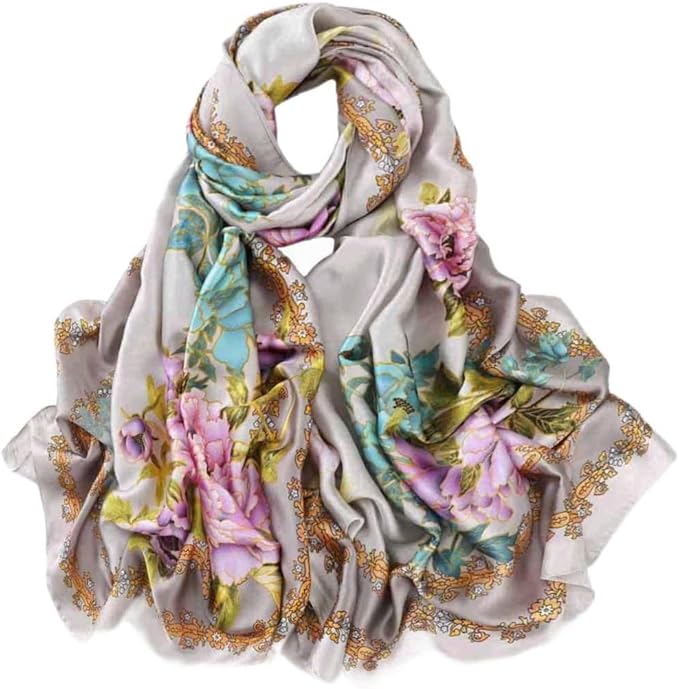Pokeedioty Scarfs for Women Lightweight Head Scarf Fashion Scarves Elegant Floral Pattern Sunscreen Shawls and Wraps