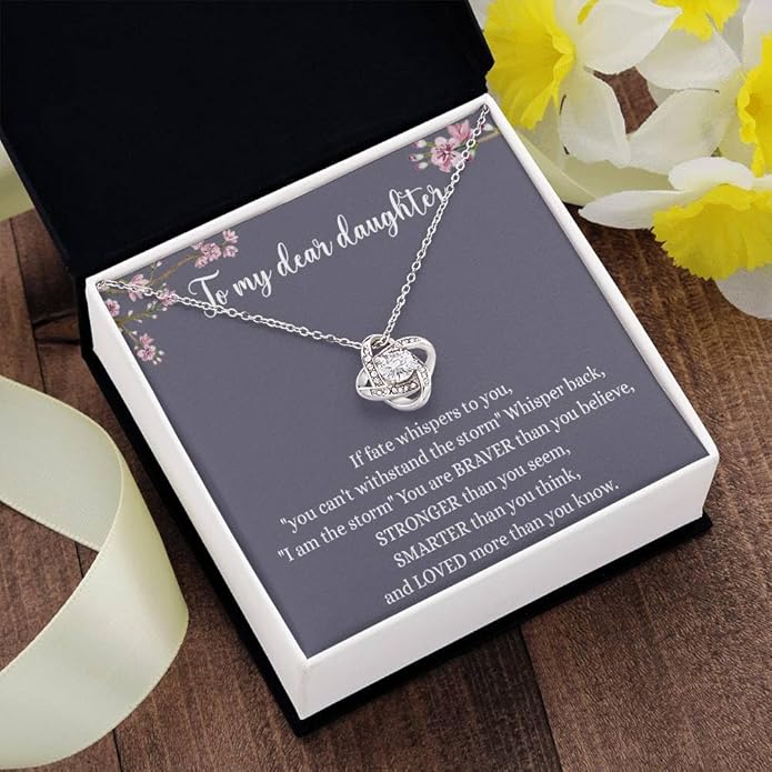 VIRAGIL To My Daughter Gift Necklace From Dad or Mom - Badass Daughter Jewelry With Heartfelt Message & Elegant Box