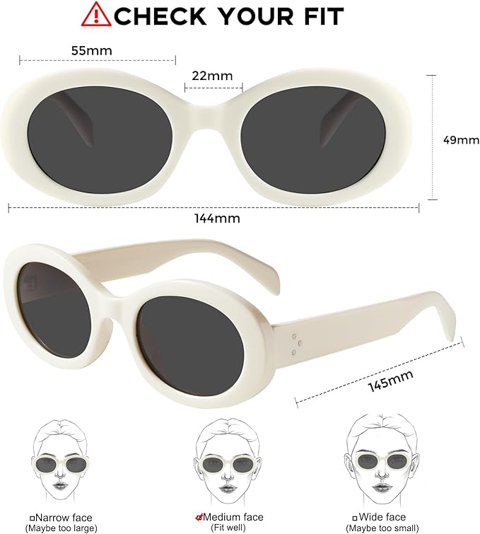 mosanana Oval Retro Trendy Sunglasses for Women 90s Style MS52371