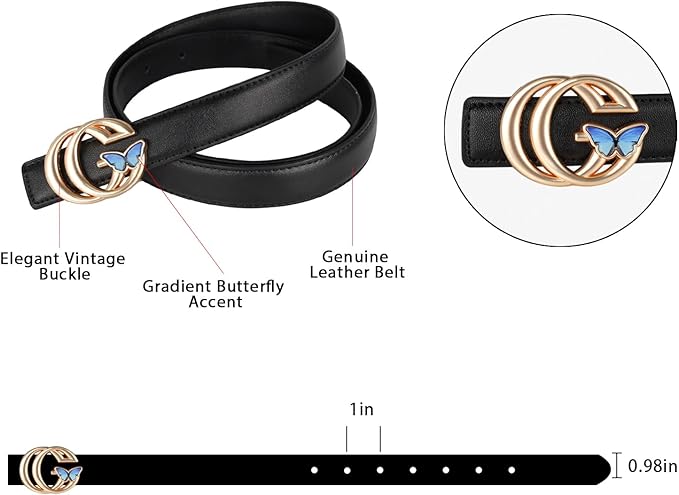 Relang Women's Belts with Gold Buckle, Fashion Waist Band, Elegant Ladies' Belt, Gift for Women