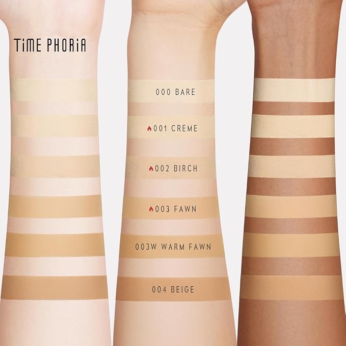 Timeless Optima Cover-Blur Skin Perfection Powder Foundation - Full Coverage, Blur Matte Finish, 16H Oil Control, Non-Comedogenic, with Double-Sided Applicator (00 Bare)