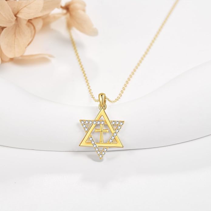 ELFRONT Mothers Day Gifts 14k Real Gold Dainty Necklace, Solid Gold Delicate Pendant For Women Mom Lover