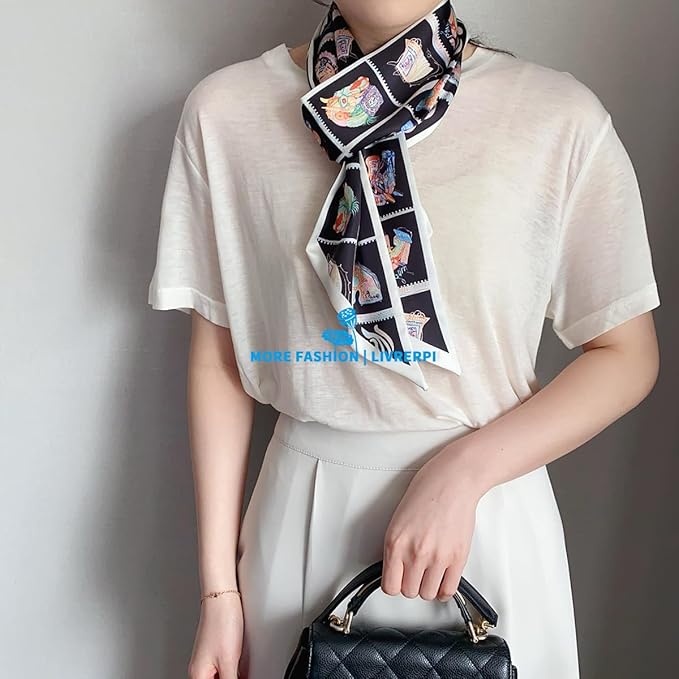 Livrerpi Silk Feeling Head Scarf Fashion Satin Hair Scarf Square Long Scarves for Women Gifts