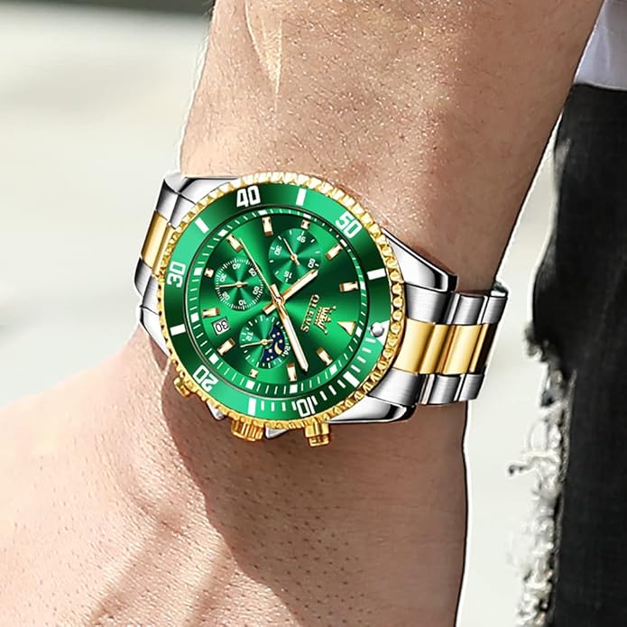 OLEVS Mens Watches Big Face Stainless Steel Waterproof Date Analog Quartz Watches Fashion BusinessWrist Watches for Men…