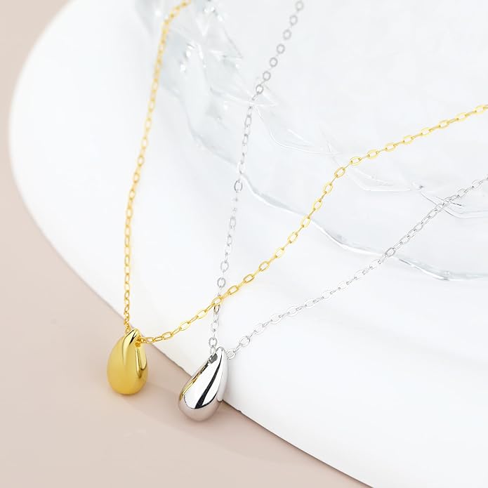 EVEYE S925 Sterling Silver Necklace For Women, Teardrop Pendant Necklaces, Pear Pendant Necklace Jewelry Minimalist style Gift