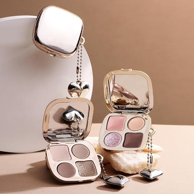 Mini Neutral Nude Cool-Toned Eyeshadow Makeup Palette with Mirror – Matte & Shimmer High Pigment Blendable Long-Lasting Mini Smokey Eye & Contour Makeup Palette, Perfect for Blue, Green & Brown Eyes