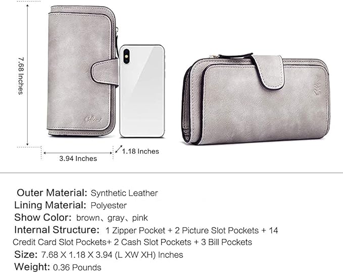 CLUCI Wallet For Women PU Leather RFID Blocking Womens Wallet Bifold Card Holder with ID Window Gifts for Women Birthday | RFID Blocking, Designer, Trifold, Card Holder, ID Window