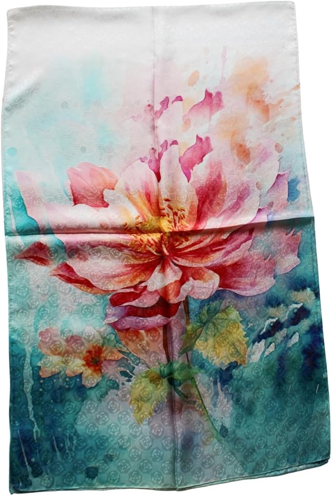 100% Mulberry Silk Scarfs for Women Floral Print Satin Long Scarf for Headscarf Hair Wraps Shawl with Gift Packed