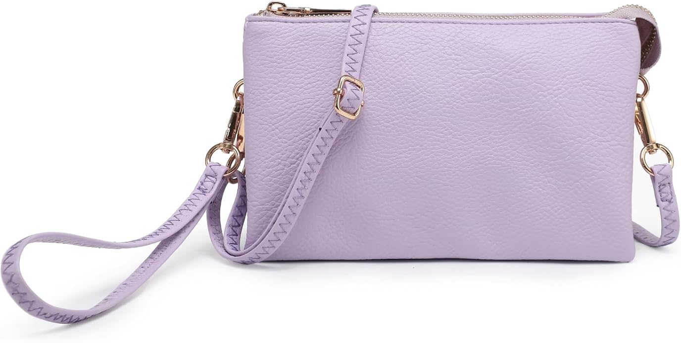 JEN & CO. Riley Small Crossbody Bags for Women Vegan Leather Wristlet Clutch Wallet Purses Handbags with 2 Straps