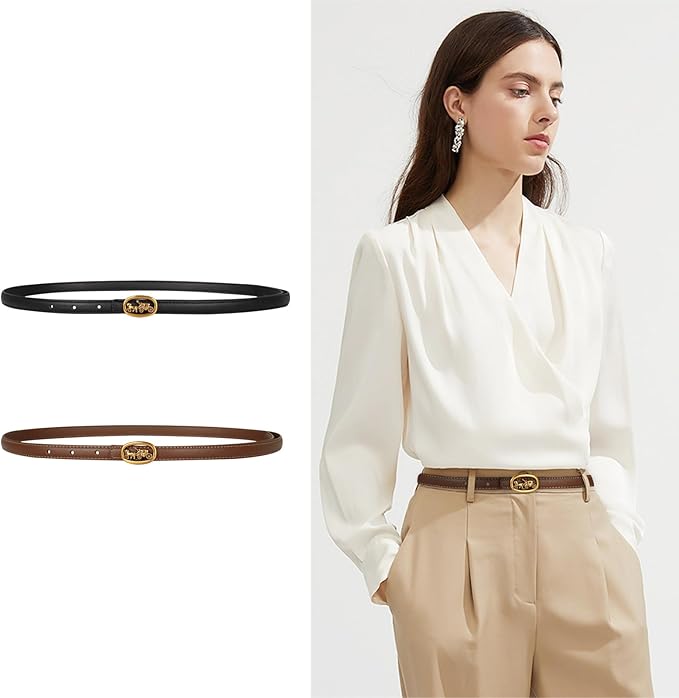 Relang Women's Belts with Gold Buckle, Fashion Waist Band, Elegant Ladies' Belt, Gift for Women