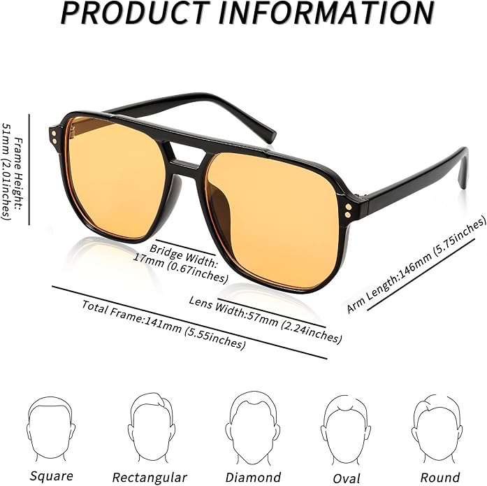 FEISEDY Retro Square Aviator Sunglasses Women Men 70s Vintage Trendy Plastic Frame Sun Glasses B2835