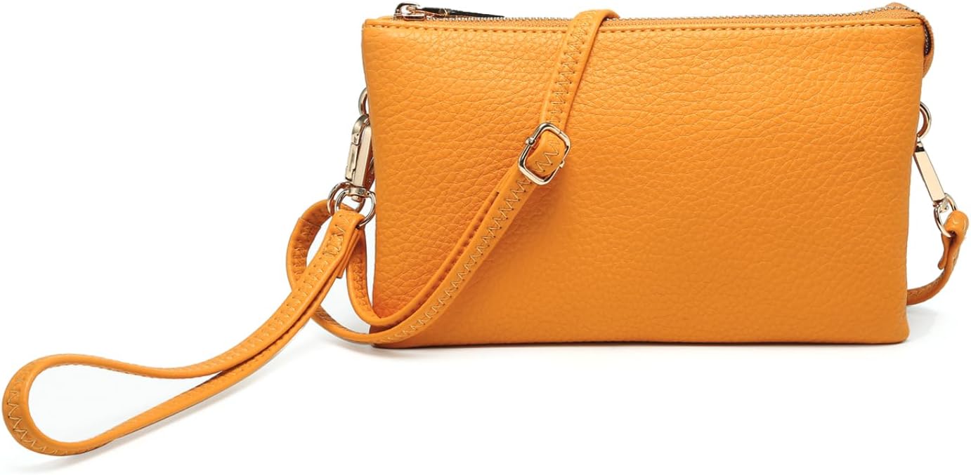 JEN & CO. Riley Small Crossbody Bags for Women Vegan Leather Wristlet Clutch Wallet Purses Handbags with 2 Straps