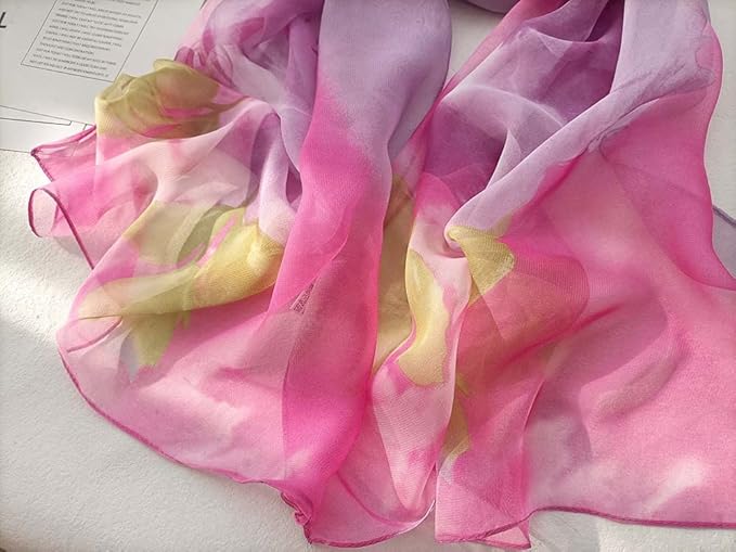 Pokeedioty Scarfs for Women Lightweight Fashion Scarves Elegant Floral Pattern Sheer Scarfs