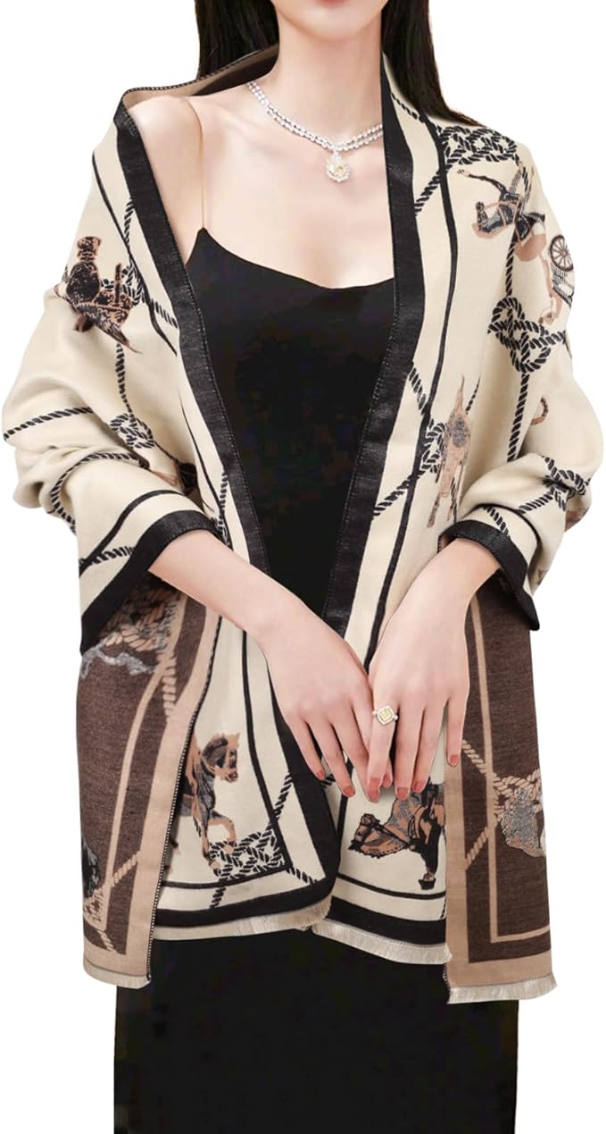 EXTREE Scarfs for Women Pashmina Silky Shawl Wrap for Evening Dressing Blanket Open Front Poncho Cape