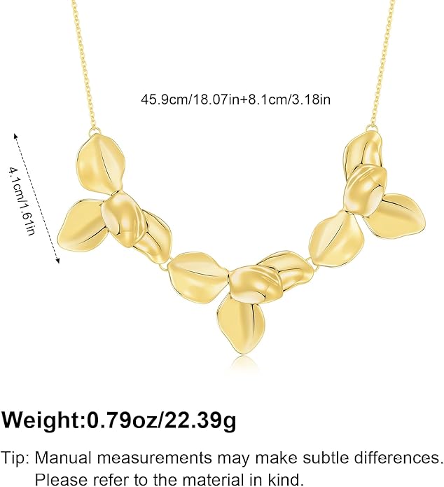 Statement Flower Necklace for Women Gold Plated Chunky Floral Collar Boho Choker Jewelry