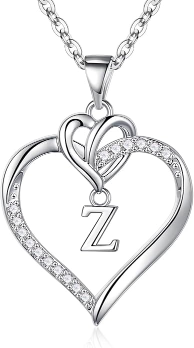 STORUP Gifts for Women Teen Girls - Heart Initial Necklaces for Women Girls, 14K-Gold-Plated Cubic Zirconia Initial A-Z Pendant Dainty Heart Necklaces for Teen Girl Jewelry Birthday Gifts