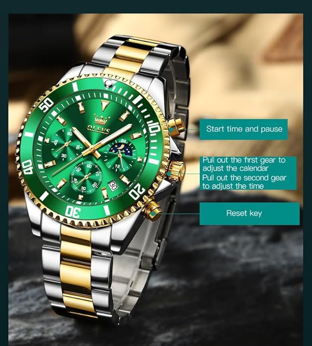OLEVS Mens Watches Big Face Stainless Steel Waterproof Date Analog Quartz Watches Fashion BusinessWrist Watches for Men…