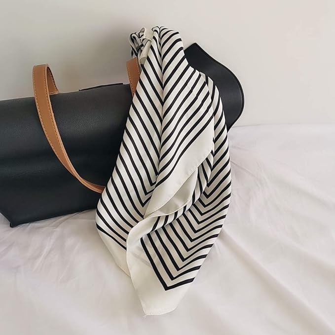 FONYVE Silk Feeling Scarf Medium Square Satin Head Scarf for Women 27.5 × 27.5 inches