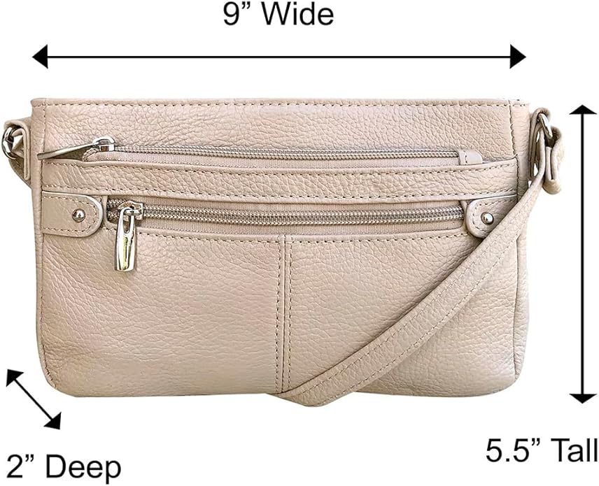 Cowhide Leather Women's Shoulder Purse Small Cross Body Organizer Bag with Many Pockets