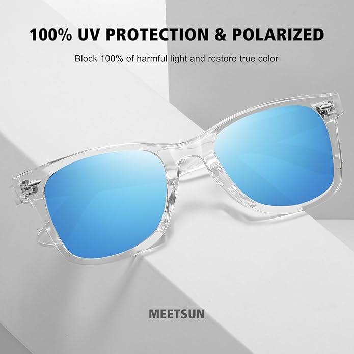 MEETSUN Retro Polarized Sunglasses for Women Men Classic Mirror Lens Driving Trendy Sun Glasses UV Protection (3 Pack)