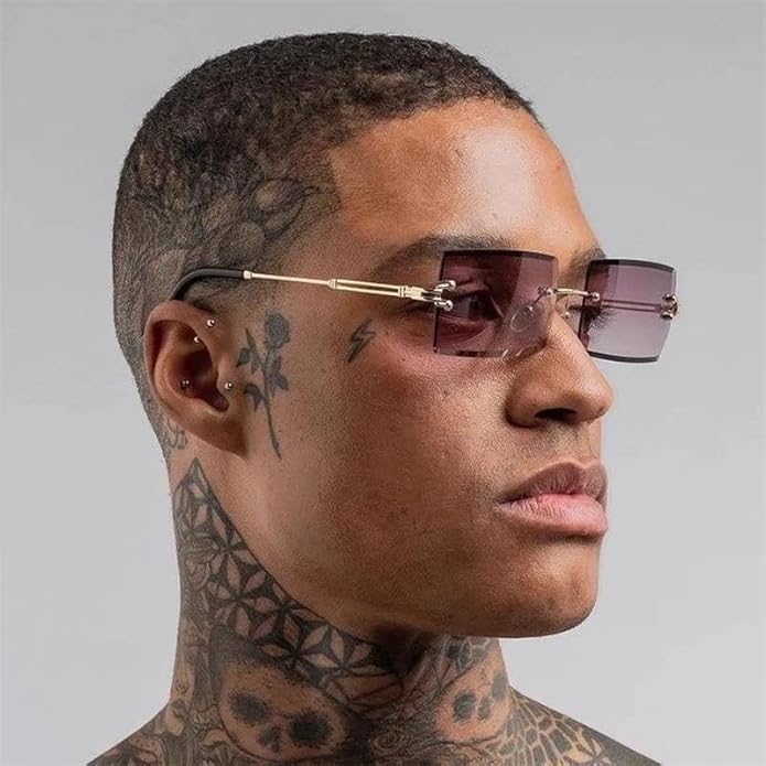 Kursan Frameless Rectangle Sunglasses for Men Women Small Rimless Sun Glasses Shades UV400 Protection