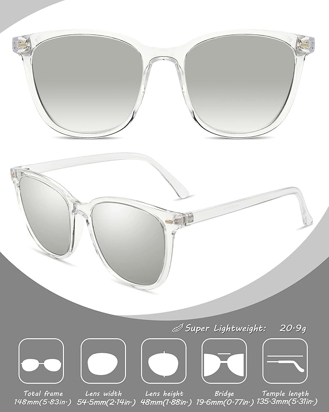 Myiaur Polarized Sunglasses for Women, Square Mirrored Trendy Shades with UV Protection Reduce Glare Sun Glasses