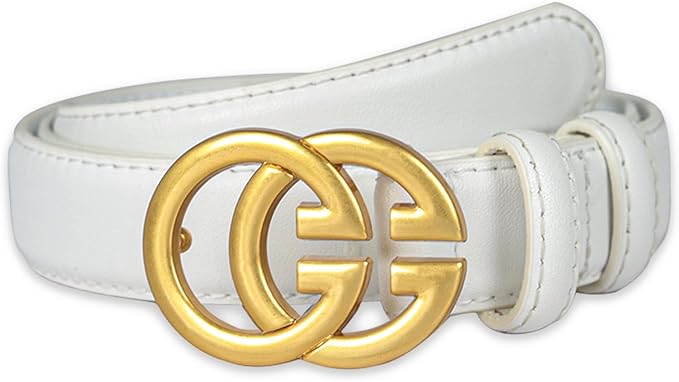 Women's Fashion Classic Metal Buckle Leather Belt with Jeans Dress