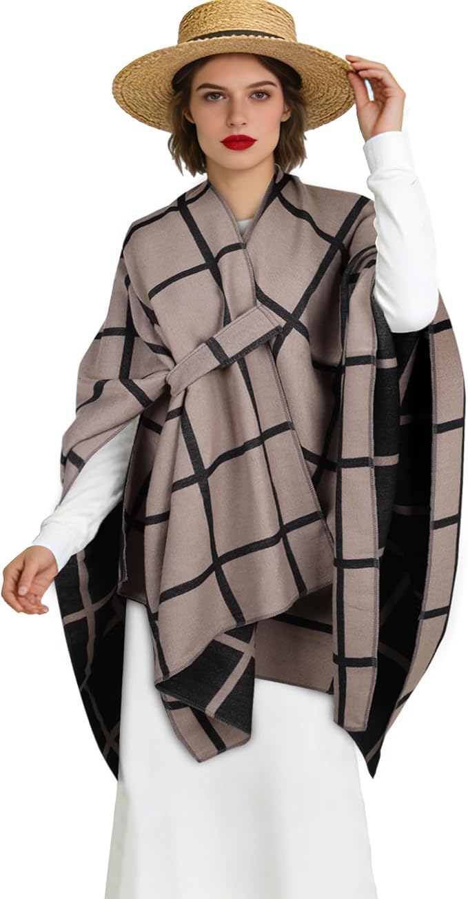 EXTREE Scarfs for Women Pashmina Silky Shawl Wrap for Evening Dressing Blanket Open Front Poncho Cape
