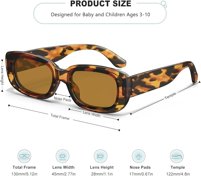 Retro Rectangle Kids Sunglasses 90’s Vintage Fashion Narrow Square Frame Glasses Shades for Girls Boys UV Protection
