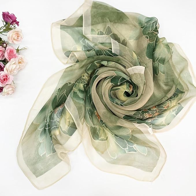Pokeedioty Scarfs for Women Lightweight Fashion Scarves Elegant Floral Pattern Sheer Scarfs Sunscreen Shawls Wraps