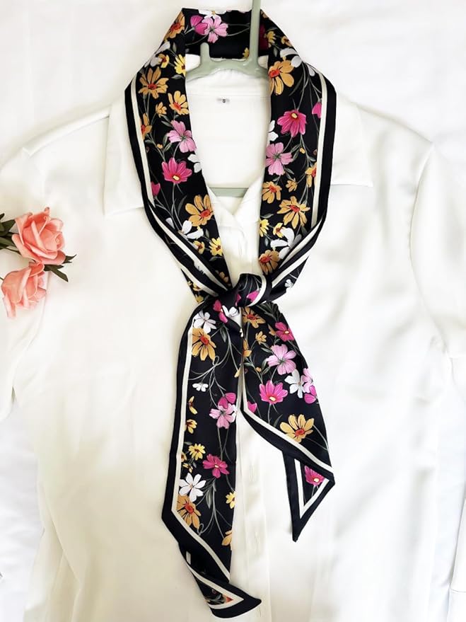 Silk Head Scarf for Hair Fashion Headwrap for Women Lightweight Neck Tie