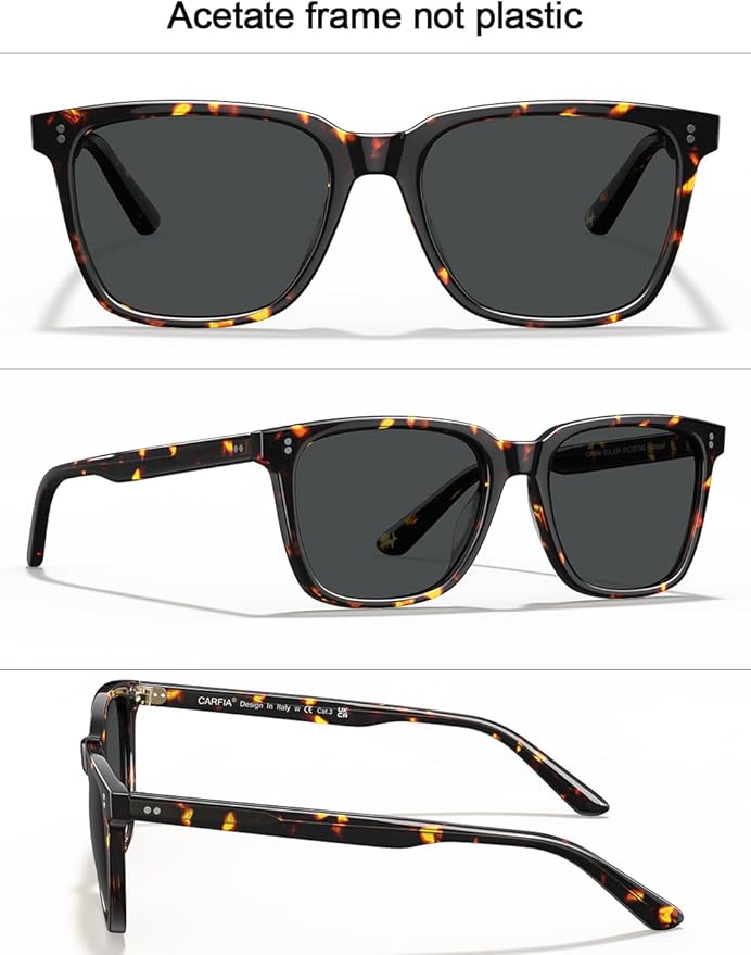 CARFIA Polarized Sunglasses for Women: Acetate, Small/Medium Size, UV400 Anti Glare CA5354