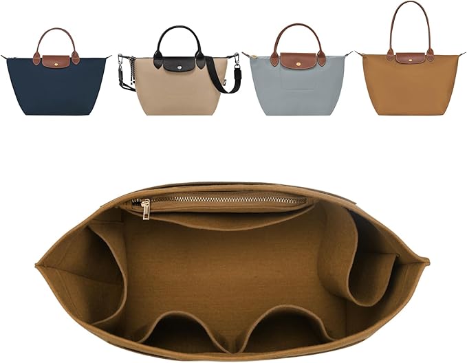 ZTUJO Purse Organizer Insert For Longchamp Le Pliage, Premium Felt Longchamp Purse Organizer Insert (Lighting Coffee, Medium For Shoulder Bag S & Energy Small & Xtra S)