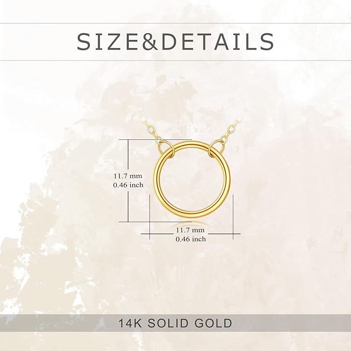 KECHO 14k Gold Simple Circle Necklace Karma Pendant Necklace for Women Jewelry