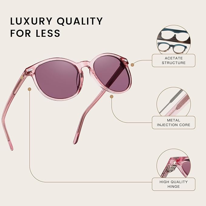 DUCO Polarized Sunglasses for Women Retro Round Women's Sunglasses Classic Vintage UV400 Shades DC1230