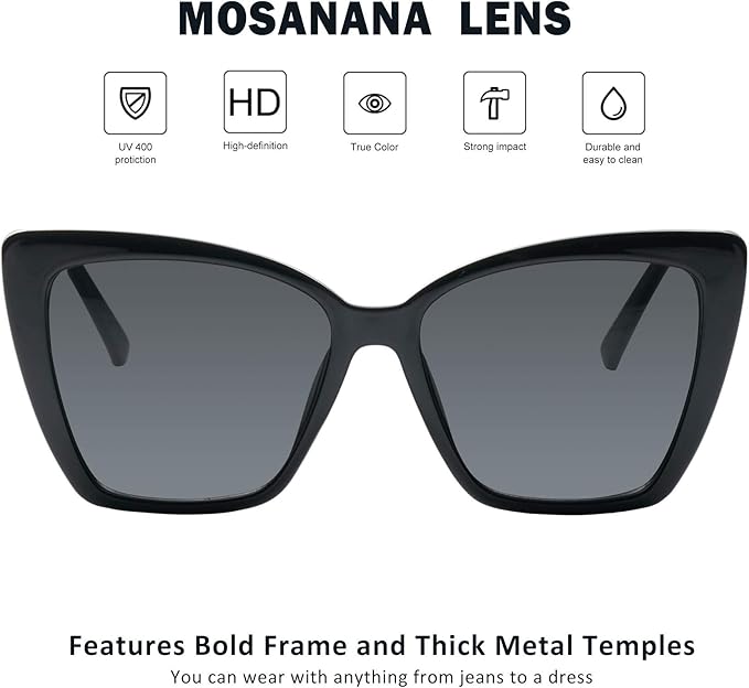 mosanana Oversized Cat Eye Sunglasses for Women Trendy Style MS52028