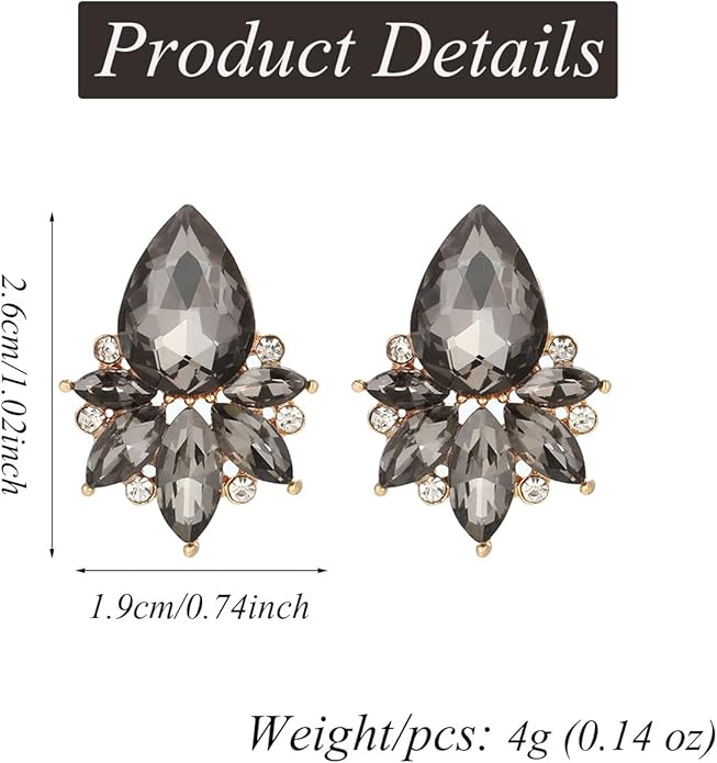 Vintage Rhinestone Earrings Fancy Crystal Cluster Drop Earrings Art Deco Earrings for Women