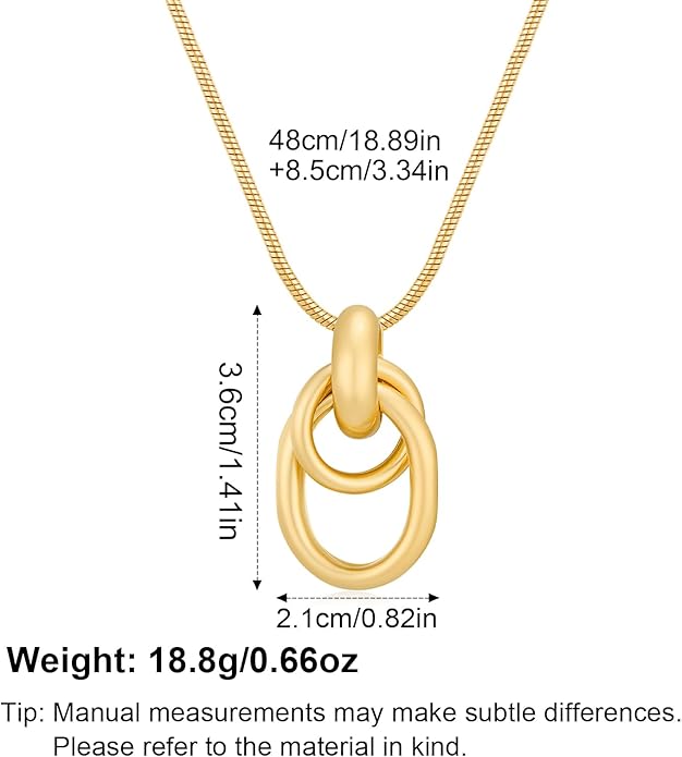 Gold Knot Pendant Necklace for Women Statement Gold Necklace 14K Gold Plated Knot Choker Trendy Jewelry