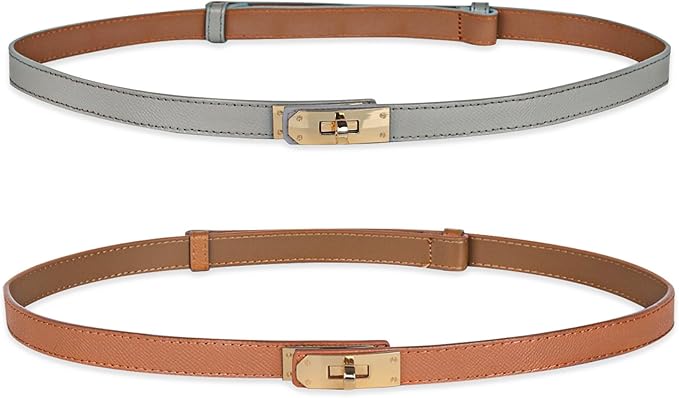 Women's Fashion Classic Metal Buckle Leather Belt with Jeans Dress