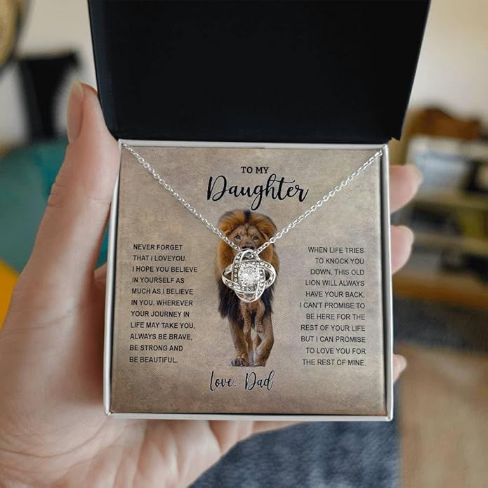 VIRAGIL To My Daughter Gift Necklace From Dad or Mom - Badass Daughter Jewelry With Heartfelt Message & Elegant Box