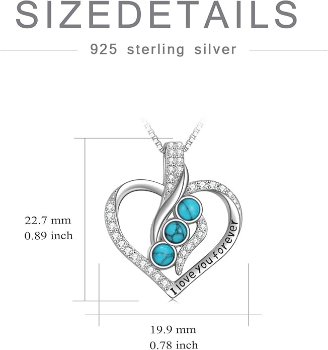 Rose Heart Birthstone Necklace for Women - Solid S925 Sterling Silver with Rose Gold Plated Infinity Symbol of Love Valentine's, Mother's Day, Anniversary, Christmas Birthday Gift for Her, Mom, Wife, or Girlfriend.