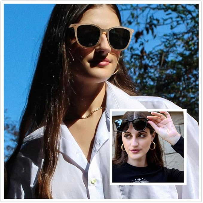FIMILU 2 Packs Sunglasses for Women Polarized UV400 Protection Lens Big Frame Fashion Glasses Trendy Stylish Shade